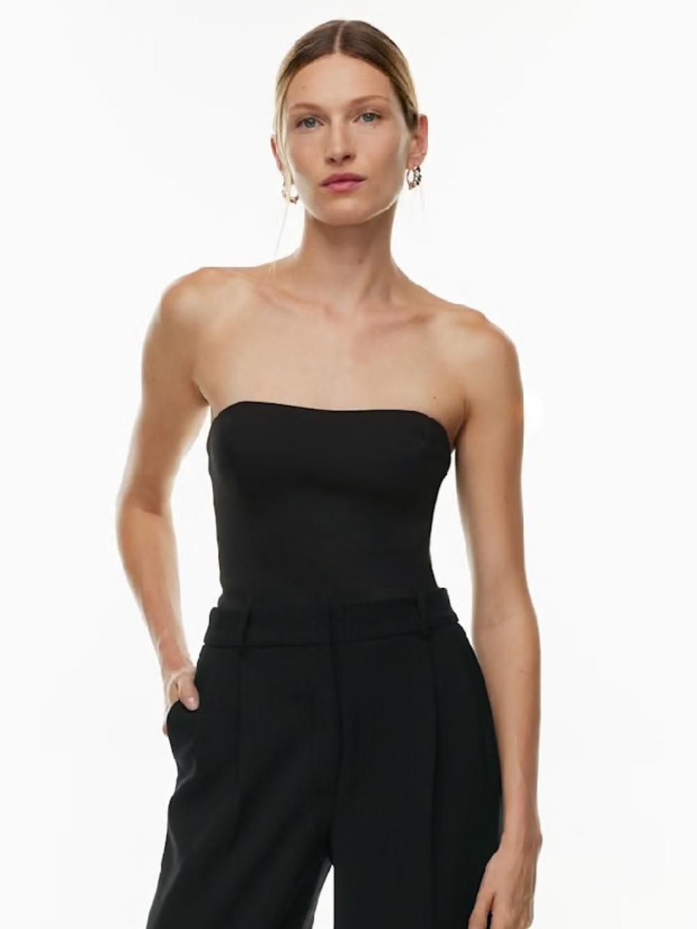 Aritzia Babaton TEN Black Visha Top in Satin